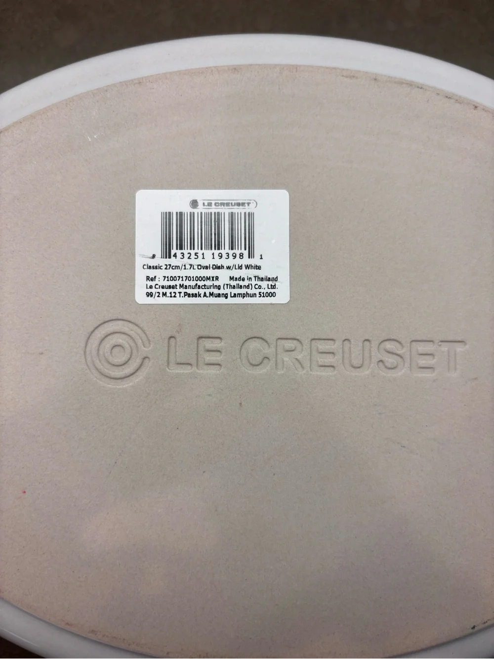 Le Creuset White Oval Covered Casserole Dish